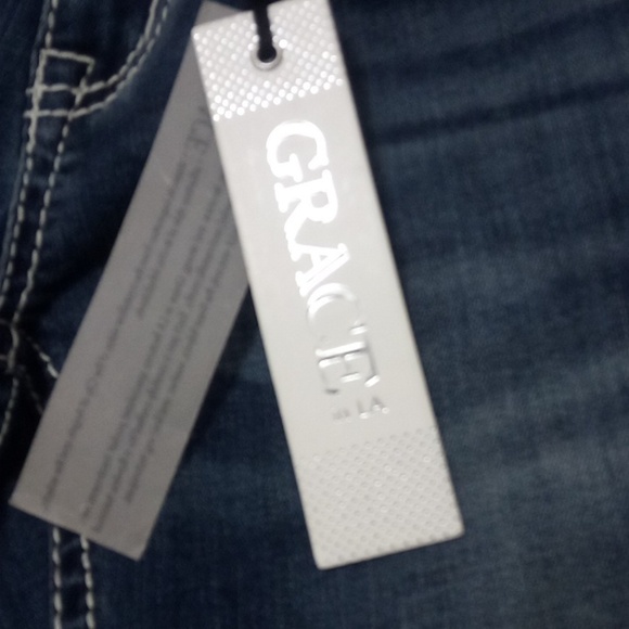 Grace in LA Women's Jeans 27 Bootcut Bejeweled Rhinestones NWT - Picture 8 of 12